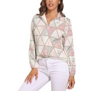 Cmagnifico Womens Blouse, Rose Gold Grey Marble Long Sleeve Shirt, Button Down Shirt for Work Party