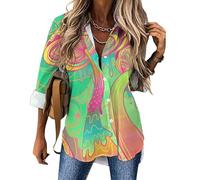 Cmagnifico Womens Blouse, Trippy Mushroom Tropical Plant Leaves Vintage Stylish Bottles Wine and Grape Vintage Union Jack British Flag Volcanic Lava Crack Watercolor Foxes Weird Colorful Chicken Wate