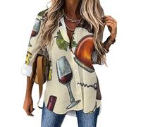 Cmagnifico Womens Blouse, Vintage Stylish Bottles Wine and Grape Vintage Union Jack British Flag Volcanic Lava Crack Weird Colorful Chicken Watercolor Poppies Flowers Western Horses Zebra Pattern Zom