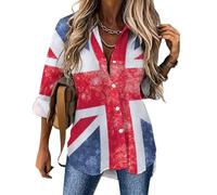 Cmagnifico Womens Blouse, Vintage Union Jack British Flag Volcanic Lava Crack Weird Colorful Chicken Watercolor Poppies Flowers Western Horses Zebra Pattern Zombies Dead Men Walking Body at Night Bea