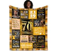 CMAJZIN African American 70th Birthday Gifts for Women Throw Blanket 60"X50", 70 Year Old Birthday Gifts for Black Women Mom Lady Girl Friend, Encouragement Inspirational Bday Gift Decorations