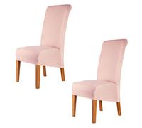 CMAKER High Back Chair Covers Stretch Spandex Fabric Chair Slipcover Seat Cover for Home Washable Removable Parsons Chair Protector Dining Room Kitchen Hotel,Set of 2,Pink