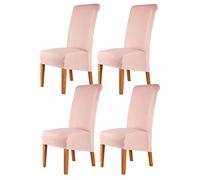 CMAKER High Back Chair Covers Stretch Spandex Fabric Chair Slipcover Seat Cover for Home Washable Removable Parsons Chair Protector Dining Room Kitchen Hotel,Set of 4,Pink