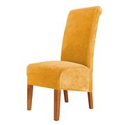 CMAKER Velvet Dining Chair Covers, Stretch Large Chair Slipcover, Spandex High Back Chairs Cover Elastic Washable Removable XL Chair Protector,Set of ４,Gold