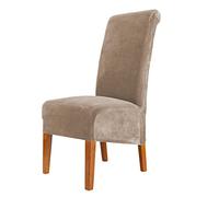 CMAKER Velvet Dining Chair Covers, Stretch Large Chair Slipcover,Spandex High Back Chairs Cover Elastic Washable Removable XL Chair Protector,Set of ６,Camel