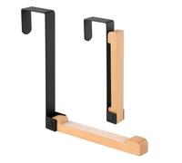 CMANLNYK 2PCS Foldable Over Door Hooks - Over The Door Hanger Foldable, Door Coat Hanger with Non-Slip Straps, Bathroom Door Hook, Metal Hangers for Clothes, Over Door Hooks for Bedrooms, Black