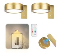 CMANLNYK 2PCS Magnetic Picture Wall Lights - Atmosphere Poster Lights, Wireless Art Drawing Wall Lamp, Creative LED Wireless Lamp for Home Bedroom Living Room Photo (Gold)