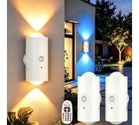 CMANLNYK 2Pcs Motion Sensor Lights Indoor - 2PCS Rechargeable Wall Lights, Magnetic Sensory Light, LED Wireless Wall Lamp, 16 RGB Color Lighting, Suitable for Bedroom Wall-Lights (White)