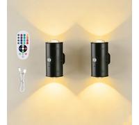 CMANLNYK 2Pcs Motion Sensor Lights Indoor - 2PCS Rechargeable Wall Lights, Magnetic Sensory Light, LED Wireless Wall Lamp, 16 RGB Color Lighting, Suitable for Bedroom Wall-Lights (Black)
