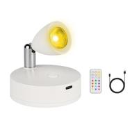 CMANLNYK 2Pcs Wireless Led Spotlight Indoor - Infrared Remote Control Dimming and Color Cupboard Lights, Flicker Free and Eye Friendly Wireless Light, 360° Rotation and 90° Elevation Spotlight Lamp