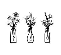 CMANLNYK 3 Pcs Flowers Black Metal Wall Art - Wall Decoration Artwork for Wall Decor Ornament for Living Room Bedroom Home Office Kitchen
