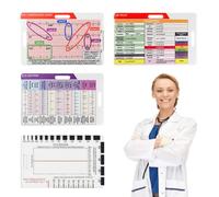 CMANLNYK 4 Pcs ECG/EKG Pocket Ruler Set - Dual-Sided ECG Card, Transparent ECG 7 Step Ruler, Rapid Analysis Measurement Tool ECG Card for Badge Pocket Nurse Student Essentials Paramedic Accessories