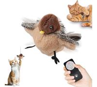 CMANLNYK Flapping Chirping Bird Cat Toy - Interactive Flying Flappy Bird Sparrow Toys, Touch Activated with Remote Control for Cats Kittens Pet Indoor