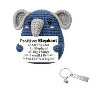 CMANLNYK Positive Crochet Animals - Emotional Support Crochet Cute Elephant Plush, Handmade Elephant Gifts with Keyrings & Keychains, Good Luck Gifts for Man & Women, Birthday Congratulations Gift