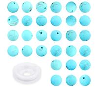 CMBYN Natural Genuine Stones DIY Tiger Eye Round Spacers 6mm 200pcs Beading Loose Gemstone Hole Size 1mm Charm Smooth Beads for Bracelets Necklaces Earrings (Matte Blue Turquoise 6mm)