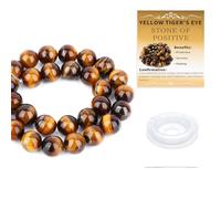 CMBYN Natural Stone Beads Round Genuine Real Stone Beading Strand Loose Gemstones DIY Smooth Bead for Bracelet Necklace Earrings Jewelry Making (Yellow Tiger's Eye, 10mm 36 Pieces)