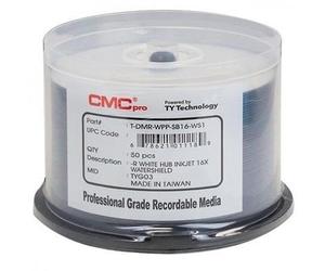 CMC Pro / Taiyo Yuden Watershield White Inkjet Hub Printable DVD-R 16x 50 Spindle