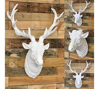 CMD FURNITURE Large White Stag Head - Wall Mounted