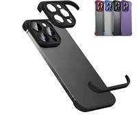 New Borderless Four Corners Shockproof Case For iPhone 16 15 14 13 Pro Max Plus With Camera Lens Protector,Soft Silicone Luxury Corner Pad Edge Protective Thin Lightweight Case Bumper Cover Black