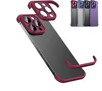 New Borderless Four Corners Shockproof Case For iPhone 16 15 14 13 Pro Max Plus With Camera Lens Protector,Soft Silicone Luxury Corner Pad Edge Protective Thin Lightweight Case Bumper Cover Red