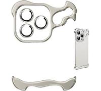 Cmeilau 2024 New Frameless Special-Shaped Metal Corner Anti-Fall Phone Case for iPhone 16 15 14 13 Pro Max/Plus,Borderless Slim No Back Bumper with Camera Cover Lens Film,Heat Dissipation Grey