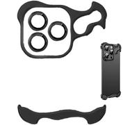 Cmeilau 2024 New Frameless Special-Shaped Metal Corner Anti-Fall Phone Case for iPhone 16 15 14 13 Pro Max/Plus,Borderless Slim No Back Bumper with Camera Cover Lens Film,Heat Dissipation Black