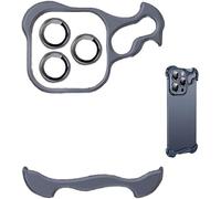 Cmeilau Frameless Special-Shaped Metal Corner Anti-Fall Phone Case for iPhone 17 Air 16 15 14 13 Pro Max,Borderless Slim No Back Bumper with Camera Cover Lens Film,Heat Dissipation Blue