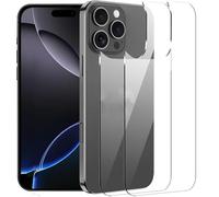 Cmeilau Back Screen Protector Tempered Glass for iPhone 16 15 Pro Max Plus,9H Hardness Anti-Scratch Full Cover Fully Transparent Mobile Phone Back Film Bubble-Free,No Black Edges