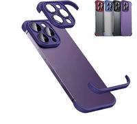 New Borderless Four Corners Shockproof Case For iPhone 16 15 14 13 Pro Max Plus With Camera Lens Protector,Soft Silicone Luxury Corner Pad Edge Protective Thin Lightweight Case Bumper Cover Purple