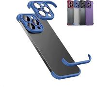 Cmeilau Borderless Four Corners Shockproof Case For iPhone 17 Air 16 15 14 13 Pro Max Plus With Camera Lens Protector,Soft Silicone Luxury Corner Pad Edge Protective Thin Lightweight Blue