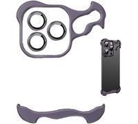 Cmeilau 2024 New Frameless Special-Shaped Metal Corner Anti-Fall Phone Case for iPhone 16 15 14 13 Pro Max/Plus,Borderless Slim No Back Bumper with Camera Cover Lens Film,Heat Dissipation Purple