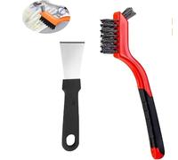 Cmeilau Medium Bristle Angle Cleaning Brush, Black, Kitchen & Bathroom, Nylon & Stainless Steel Bristles, PVC Handle, Includes Small Shovel, Ideal for Tight Spaces & Grout Lines