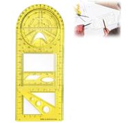 Cmeilau Multifunctional Geometric Ruler, Student Math Ruler, Rotatable Drawing Template, High Efficiency Circle Tool, Yellow, Plastic, 20.3cm x 8.4cm