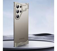 Cmeilau Special-Shaped Metal Corner Pad Anti-Fall Phone Case for Samsung Galaxy S24 S23+,Metal Aluminum Bumper Phone Frameless Case with Lens Film