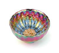 CmengAo Colorful Tenmoku Tea Cup with Golden Peacock, Ceramic Jianzhan Teacup, 5 oz Handmade Chinese Kungfu Tea Bowl for Master Cup and Collection