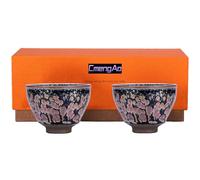 CmengAo Jianzhan Ceramic Tea Cups, Tapered Tenmoku Tea Bowl Chinese Kungfu Tea Cup, 4.5-ounce, Set of 2 (Reddish brown)