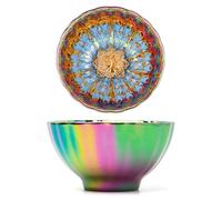 CmengAo Tenmokus Tea Cup Peacock, 5 oz Colorful Ceramic Jianzhan Teacup, Traditional Chinese Style, for Zen Kung Fu Tea Ceremony