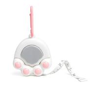 Cmetta 1 Pack White Cat Paw Shaped Retractable Tape Measure, 2M (79Inch) Dual-Sided Scale with Belt Clip, Novelty Fidget Toy Measuring Tape for Stress Relief