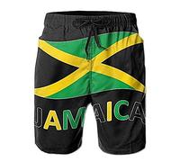 CMEY Mens Jamaican Flag Boardshorts Swimming Trunks Summer Beach Shorts White X-Large