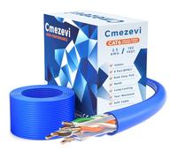 Cmezevi CAT6 Ethernet Cable Bulk 45.7M / 150FT, 23AWG 550MHz Solid CCA UTP Internet Network LAN Wire, Unshielded CAT-6 Cord for Computers, Routers, Indoor - Blue