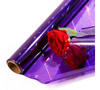 CMFYHM Iridescent Violet Cellophane Wrap Roll I 34 In Wide X 50 Ft Long I Colorful Cello Perfect For Baskets,Gifts, Treats,Birthday Holiday Wedding Floral, Party Arts Crafts Decoration (Violet)