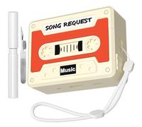 CMGOE Cassette Tape Case Cover for AirPods Pro 2nd Generation,Look Back Past,Enjoy Future,Shock Resistant,Washable,Scratch Proof,with Cleaning Kit&Beautiful Lanyard (Classic White)