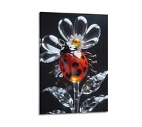CMHONLY Animal Ladybug Standing Still on Crystal Like Flower Poster Modern Wall Art Canvas Aesthetic Decoration Painting 08x12inch(20x30cm) Frame-style