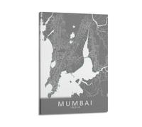 CMHONLY City Poster Mumbai 3D - Relief Map Poster Modern Wall Art Canvas Aesthetic Decoration Painting 08x12inch(20x30cm) Frame-style