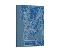 CMHONLY City Poster Mumbai Blueprint - Style Map Poster Modern Wall Art Canvas Aesthetic Decoration Painting 08x12inch(20x30cm) Frame-style