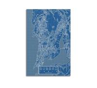 CMHONLY City Poster Mumbai Blueprint - Style Map Poster Modern Wall Art Canvas Aesthetic Decoration Painting 08x12inch(20x30cm) Unframe-style