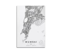 CMHONLY City Poster Mumbai Minimalist - Black Map Poster Modern Wall Art Canvas Aesthetic Decoration Painting 12x18inch(30x45cm) Unframe-style