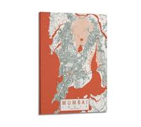 CMHONLY City Poster Mumbai Warm - Orange Map Poster Modern Wall Art Canvas Aesthetic Decoration Painting 16x24inch(40x60cm) Frame-style