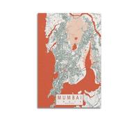 CMHONLY City Poster Mumbai Warm - Orange Map Poster Modern Wall Art Canvas Aesthetic Decoration Painting 12x18inch(30x45cm) Unframe-style