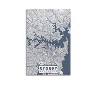 CMHONLY City Poster Sydney Textured - Blue Map Poster Modern Wall Art Canvas Aesthetic Decoration Painting 12x18inch(30x45cm) Unframe-style